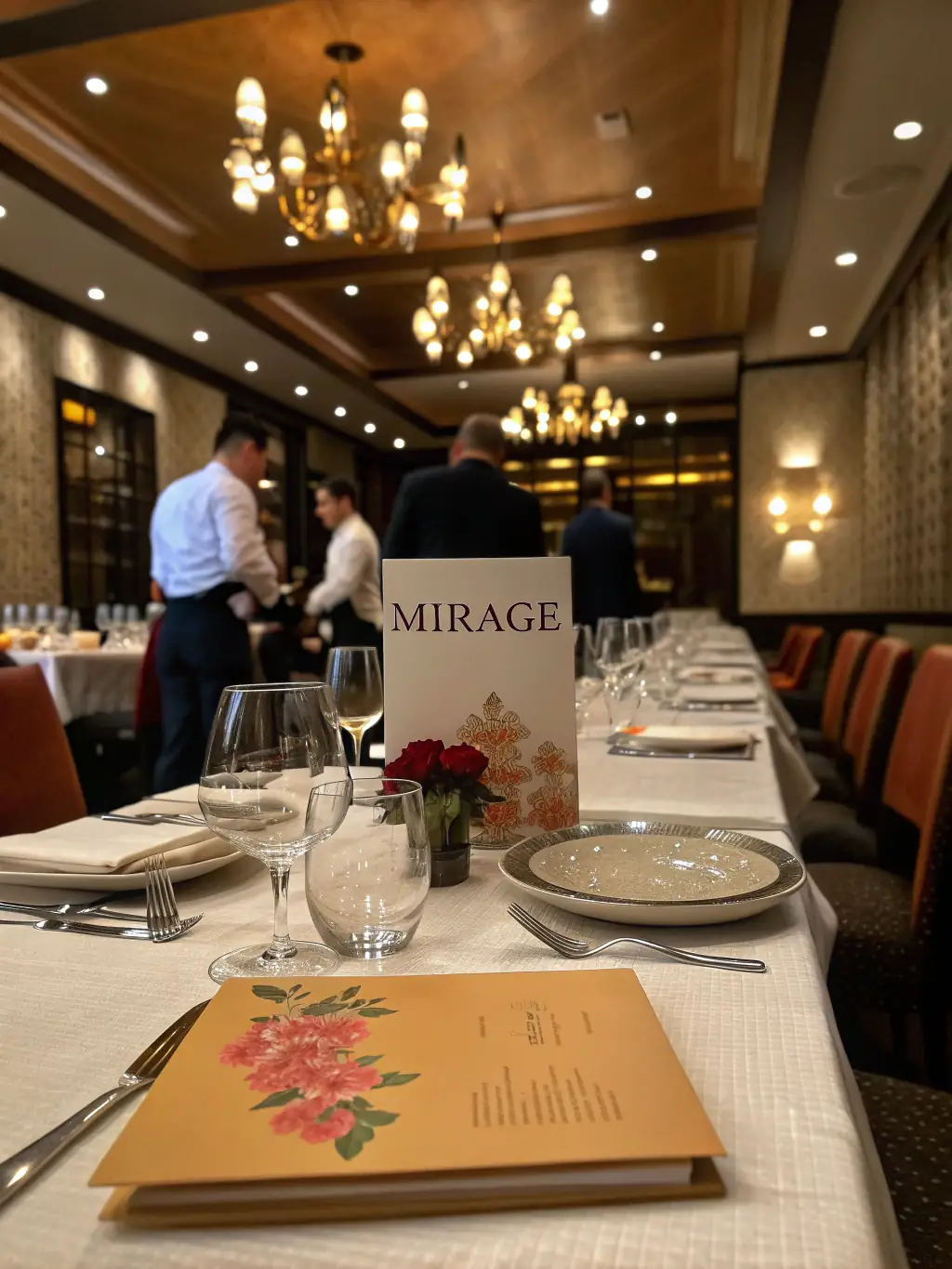 An elegant dining setup with beautifully plated dishes ready to be served at Miranda Event Center, highlighting the catering services.